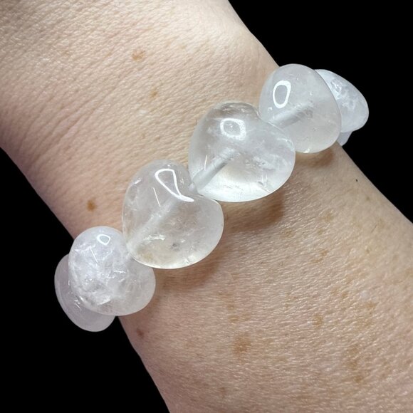 Clear Quartz Bracelet Heart Shaped bangle jewelry fashion accessories new - Picture 2 of 7